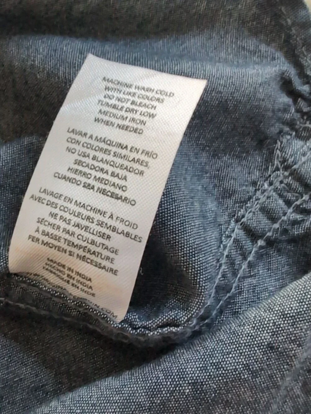 Original Penguin Boys Chambray Button-Down Shirt with Star Pocket - Blue